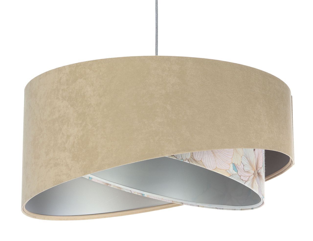 Suspension Tissu Ø 50 cm rond Aspect velours Beige Crème