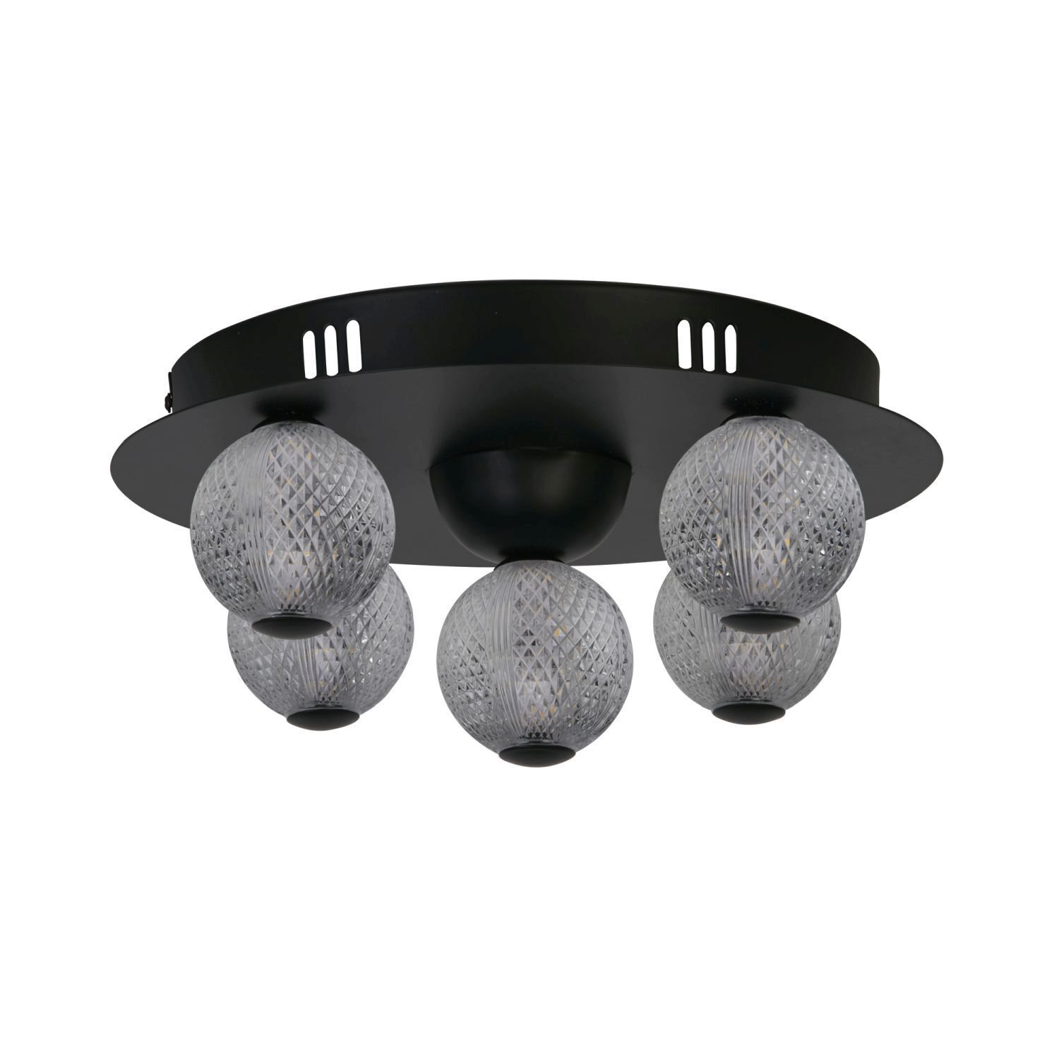 Lampe de plafonnier LED ronde noire métal Ø33 cm 21 W boules