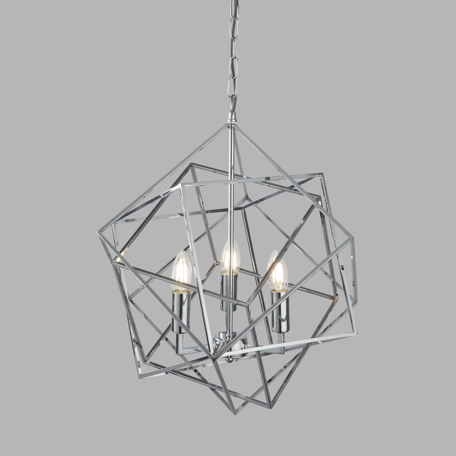 Suspension chrome 3x E14 L : 48 cm Métal Moderne HANNAH