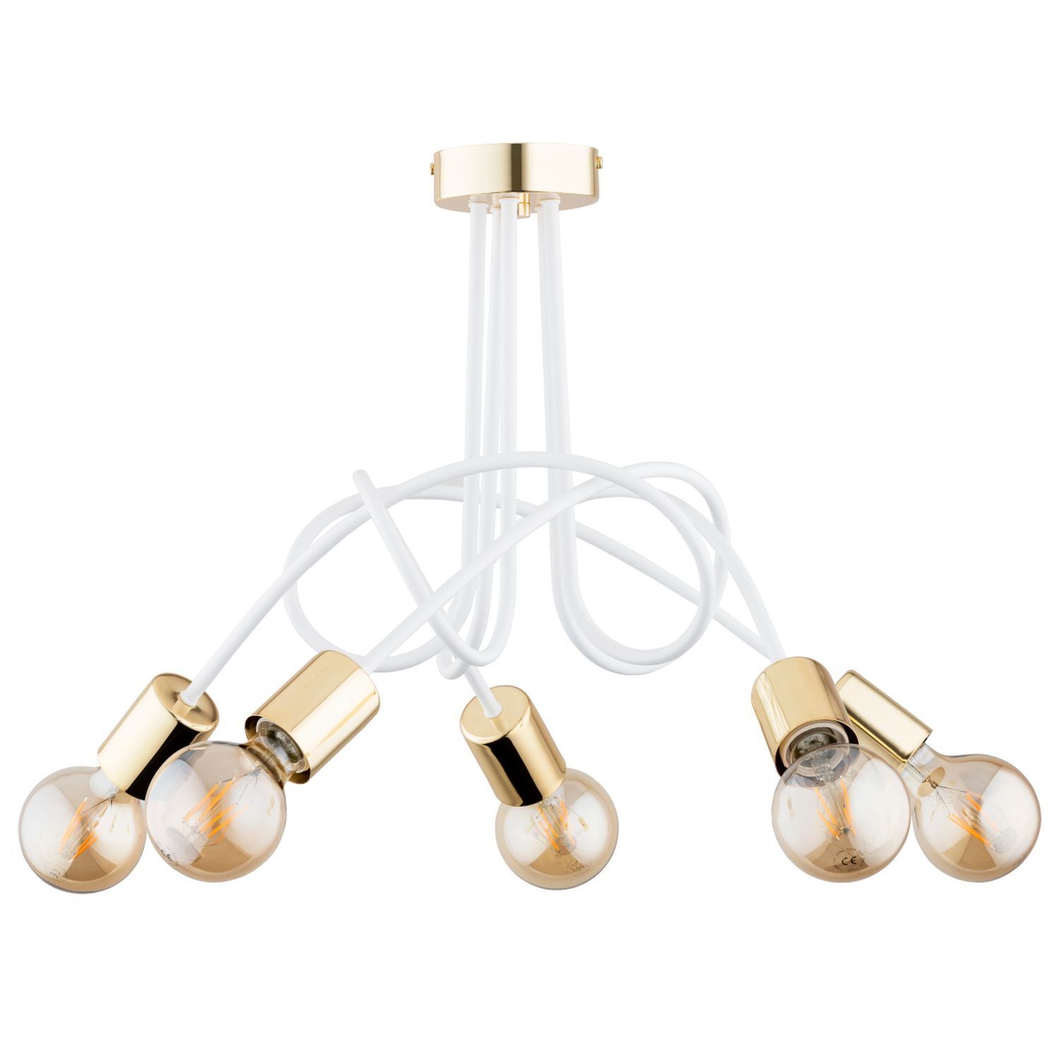 Deckenlampe Metall E27 B: 55 cm in Weiß Gold KALMAR