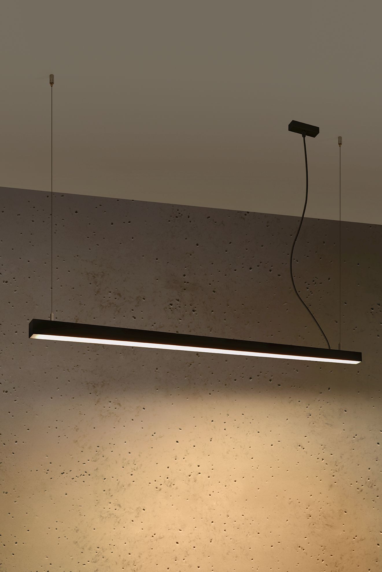 Lampe LED à suspendre métal noir 150 cm allongée 3000 K