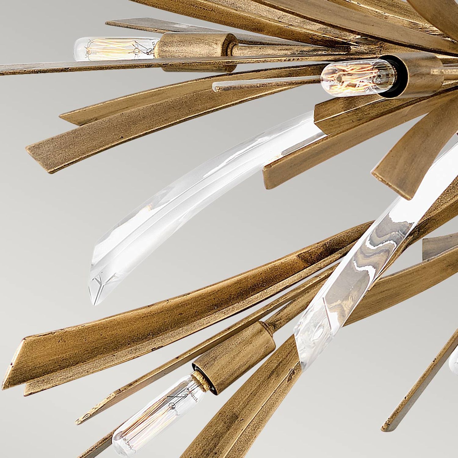 Kronleuchter, Gold, Holz, Glas, Umgebungslicht