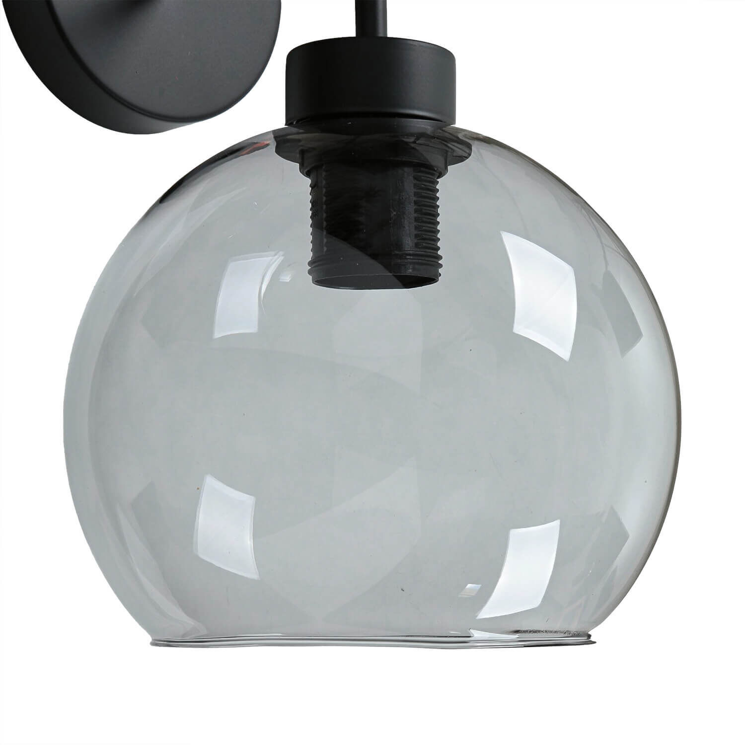 Applique murale verre sphère abat-jour gris noir KANZENE