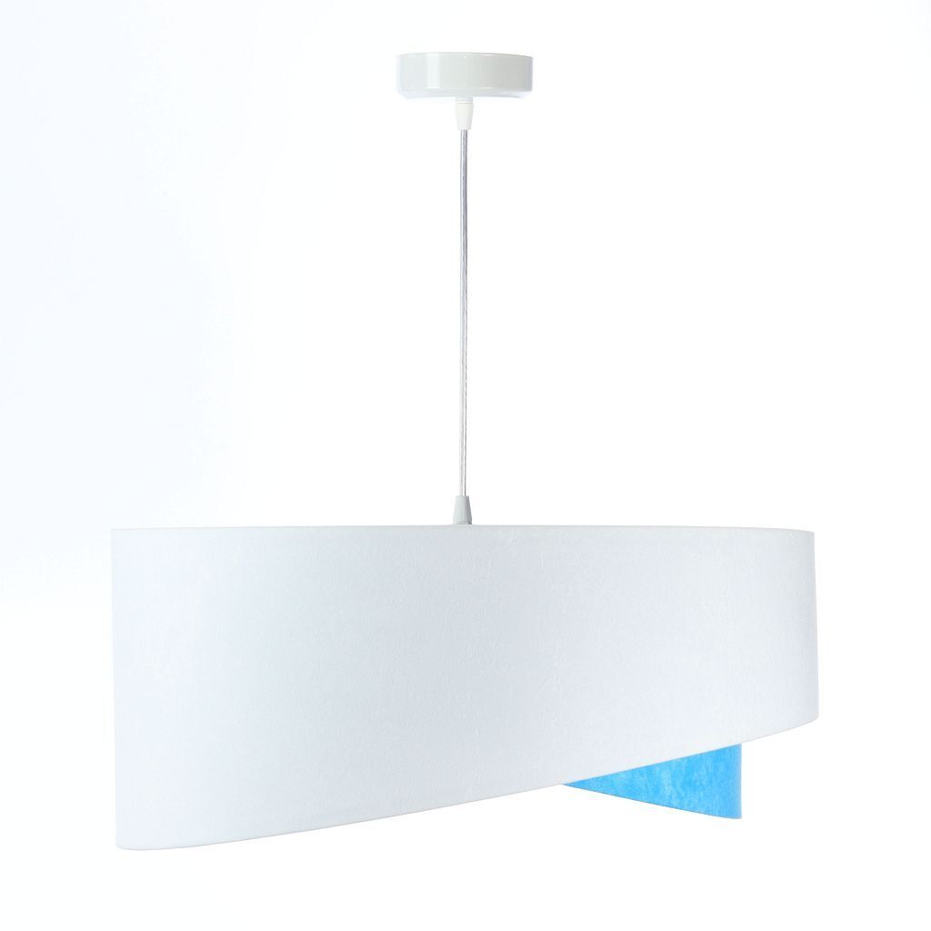 Suspension ronde Ø 50 cm E27 Blanc Bleu Tissu Aspect velours Lampe