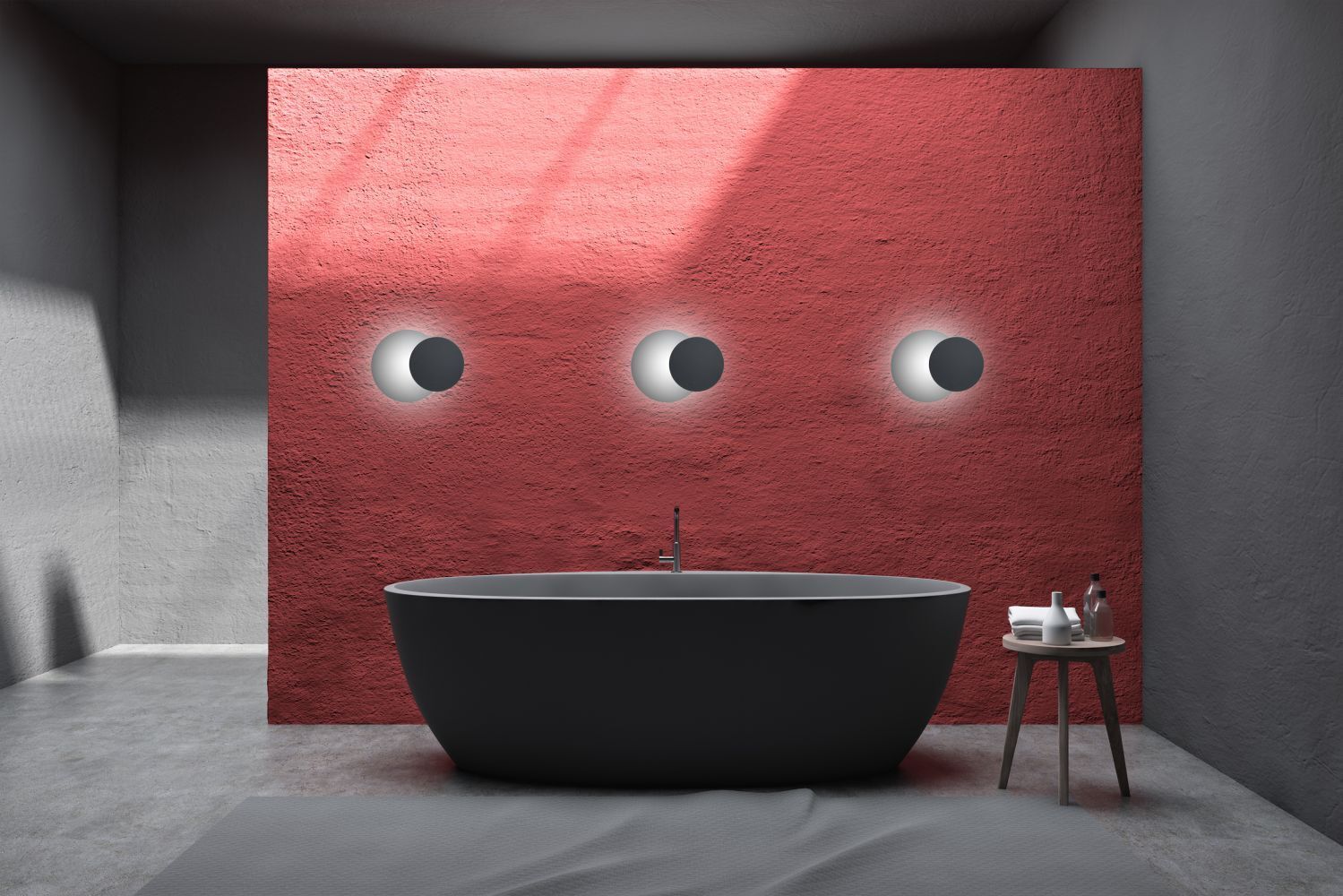Applique murale noire ronde G9 éclairage indirect
