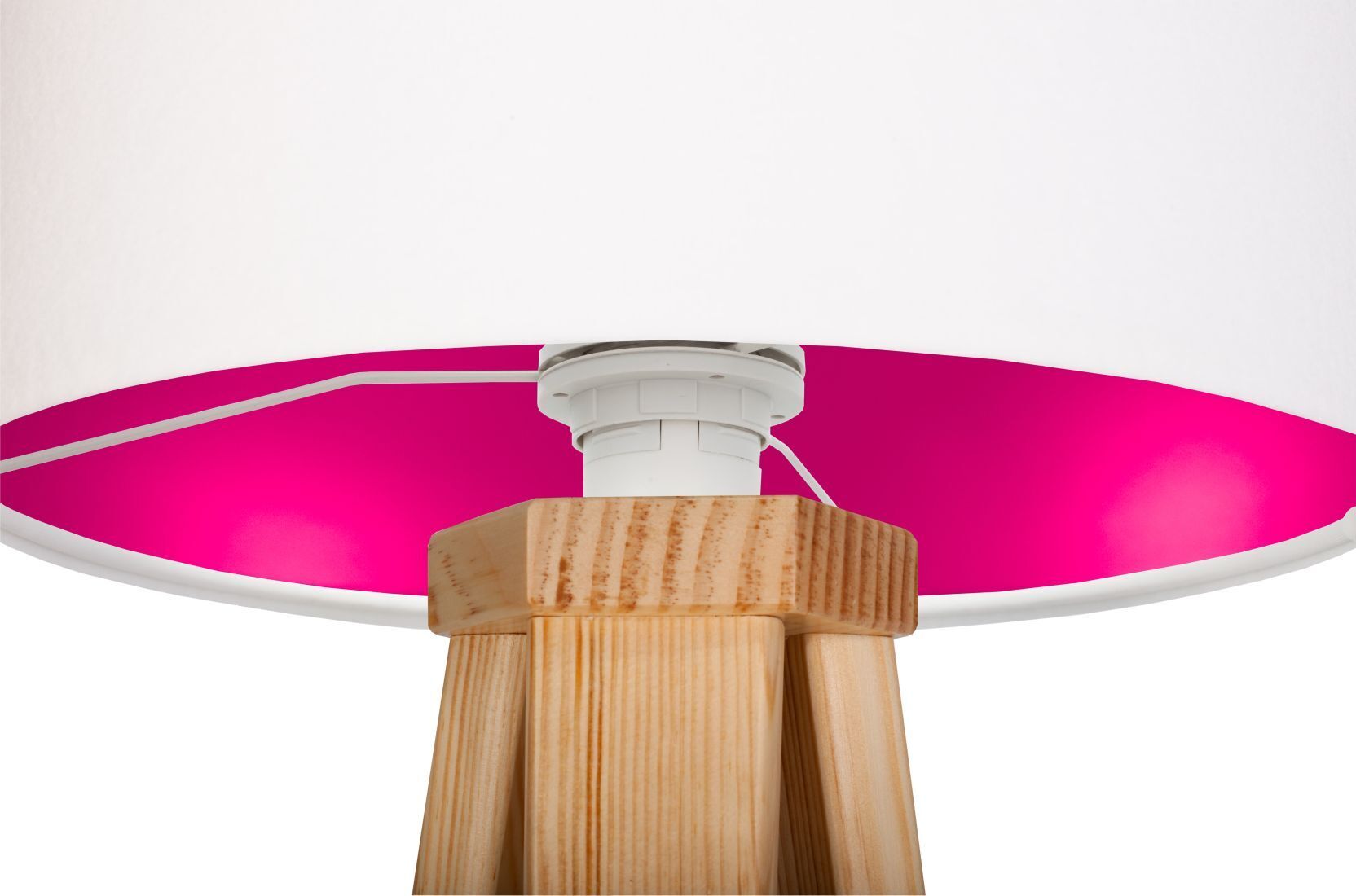 Lampe de table JERRY Blanc Rose Bois 46cm Tripode Rétro