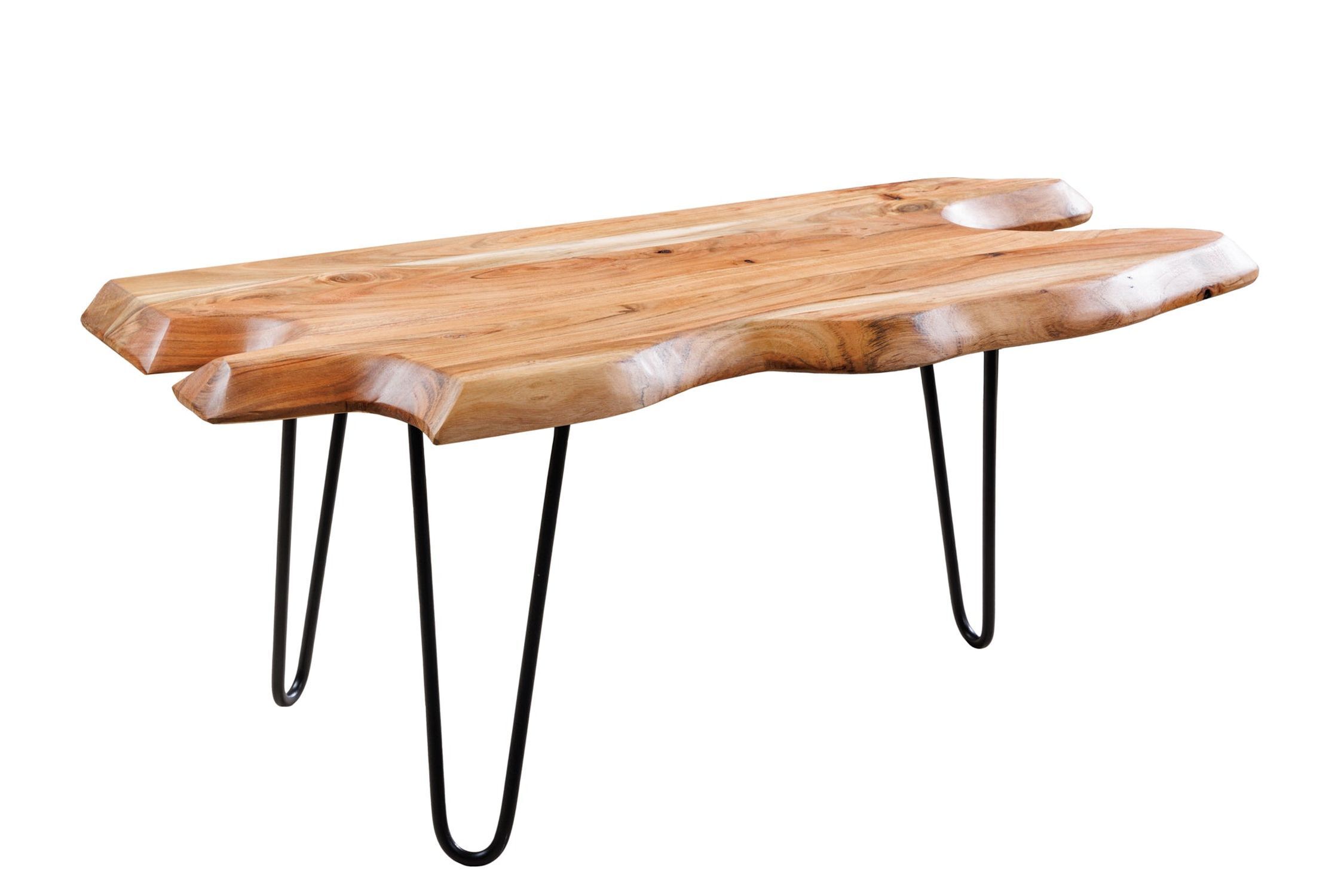 Table basse en bois d'acacia métal 100x41 cm (LxlxH) artisanale Kaffeetisch, Mobiliar, Tabelle, Esstisch, Bank