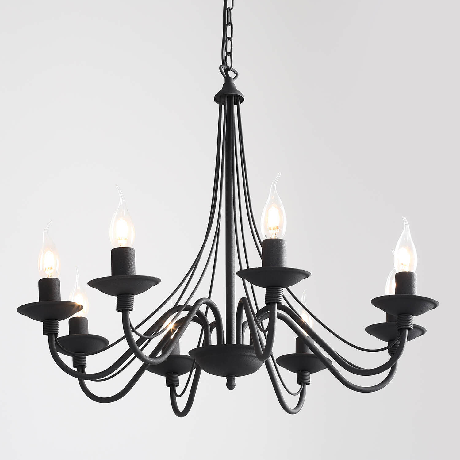 Lustre Métal Noir Rustique E14 Salle à manger Leuchter, Lampe