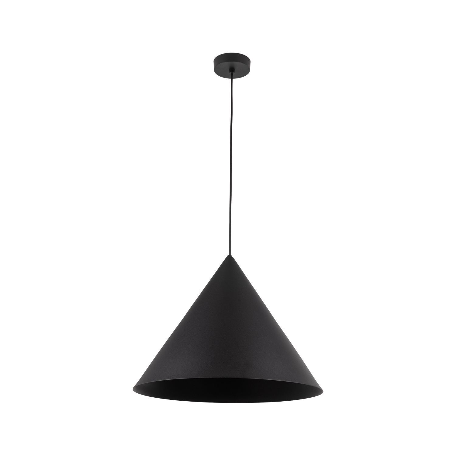 Lampe à suspendre métal noir Ø 50 cm grand E27 abat-jour conique