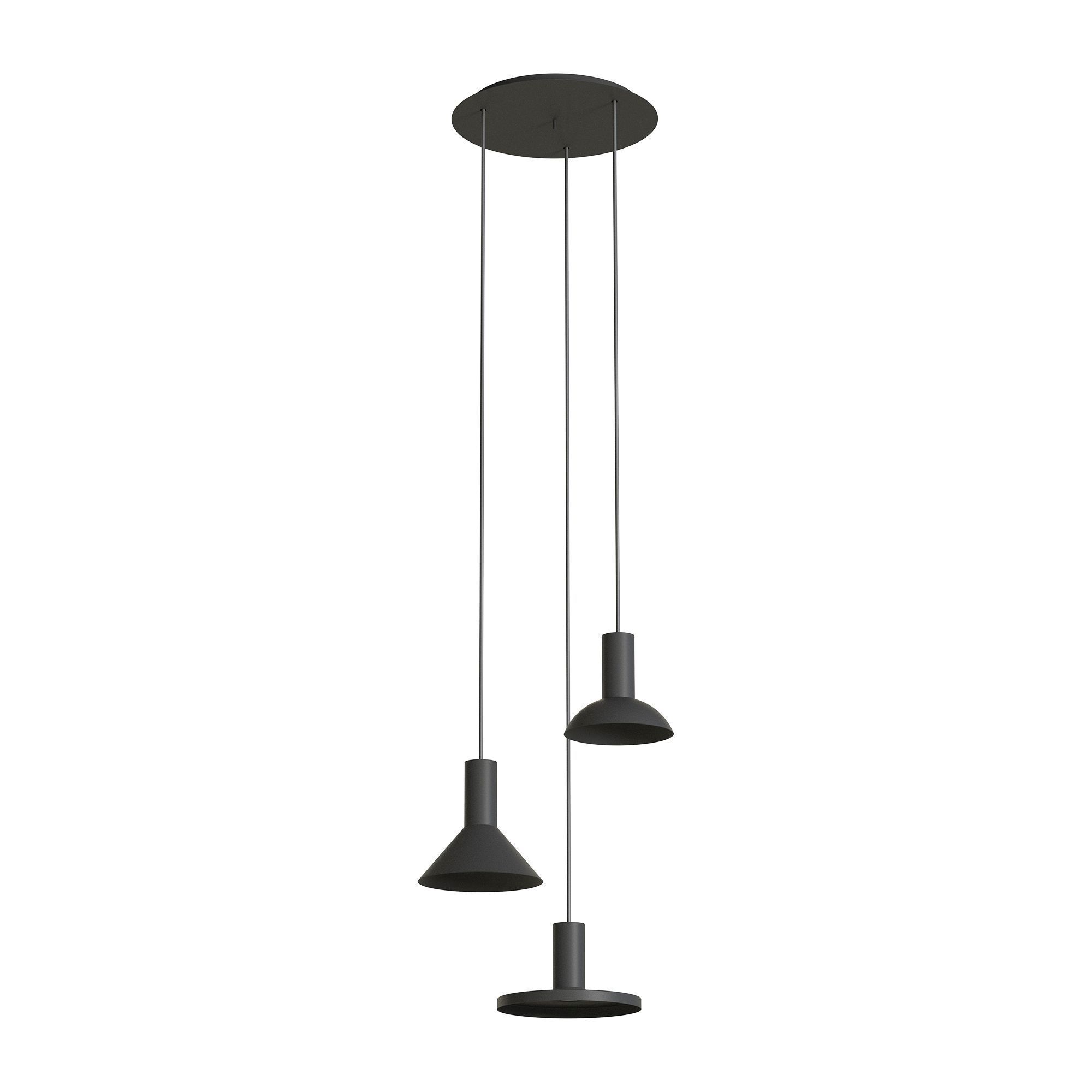 Suspension noir 3 flammes GU10 métal orientable