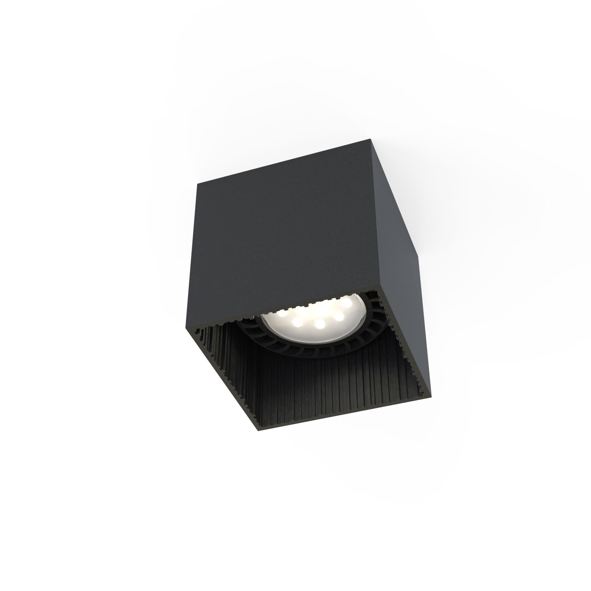 Spot noir à poser carré L:12,5cm GU10 métal compact