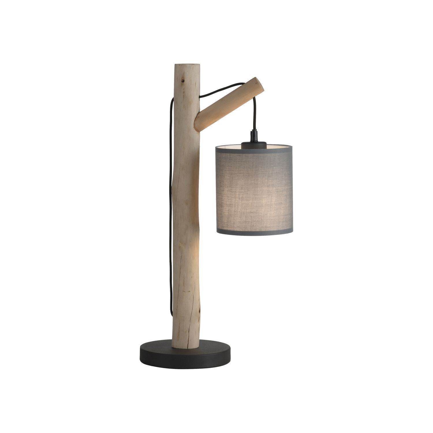 Lampe de table confortable Abat-jour en tissu Bois H:52,5 cm Lampe, Tischlampe, Lampenschirm