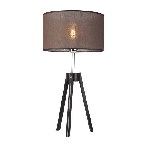Lampe de table en brun noir tissu rond H:62cm