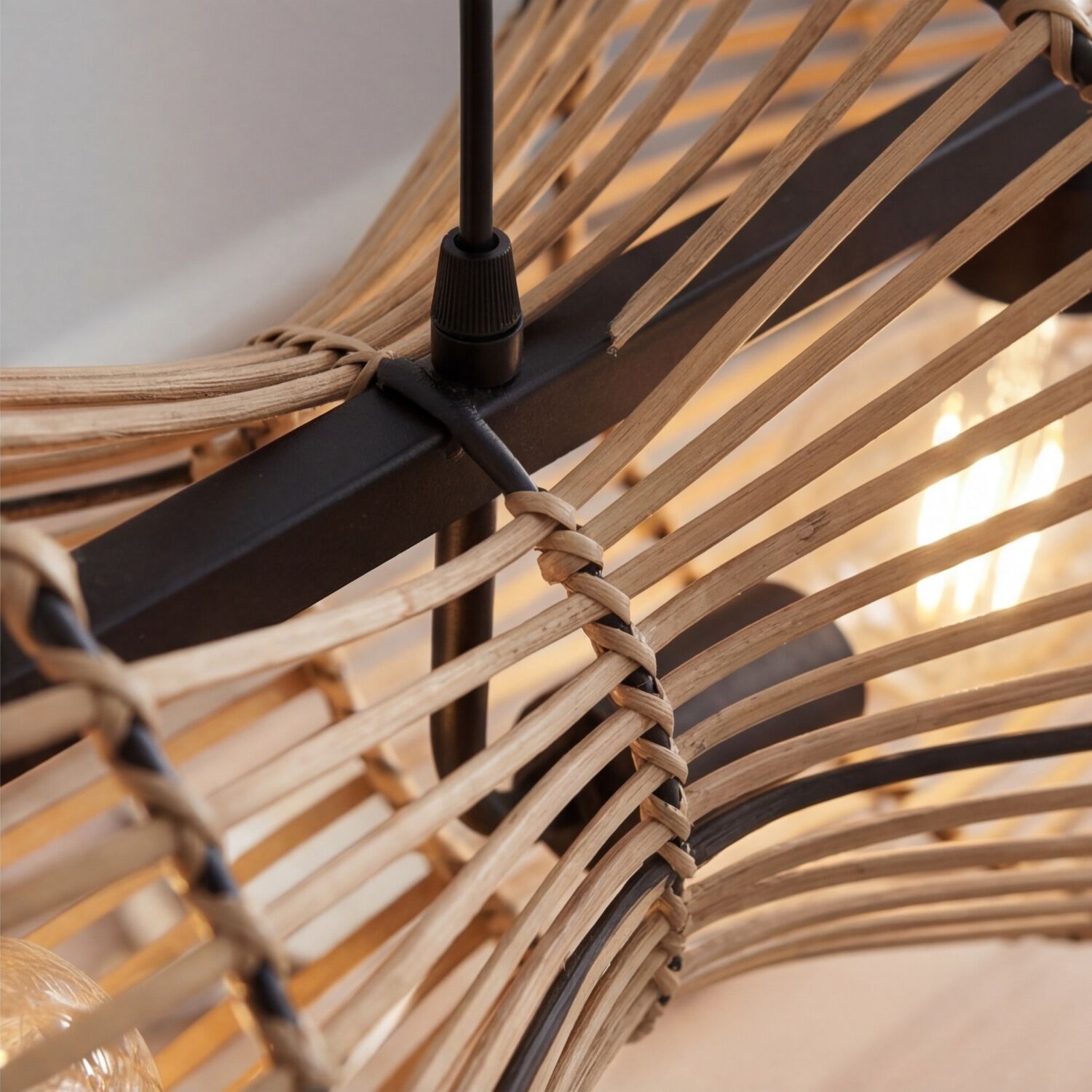 Korbschale, Lichtkupfer, Geflochten, Lampenstruktur, Birkenholz