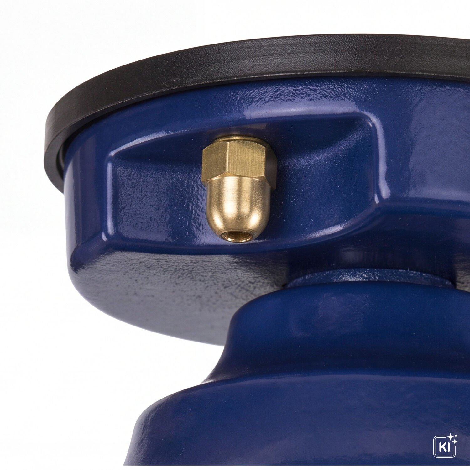 brass valve, metal connector, blue base, machinery part, nut connector