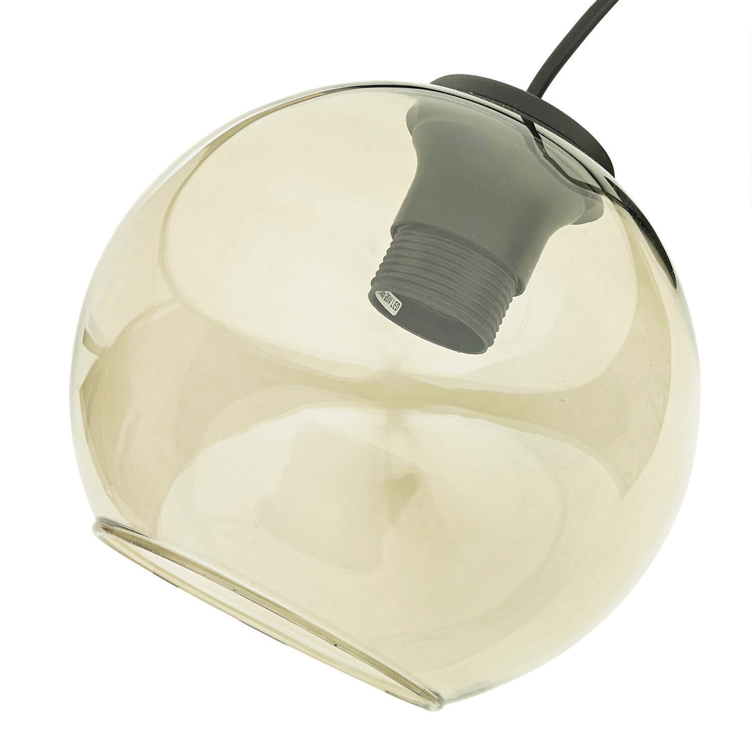 Applique murale verre fumé Abat-jour sphérique E27 Suspension noire