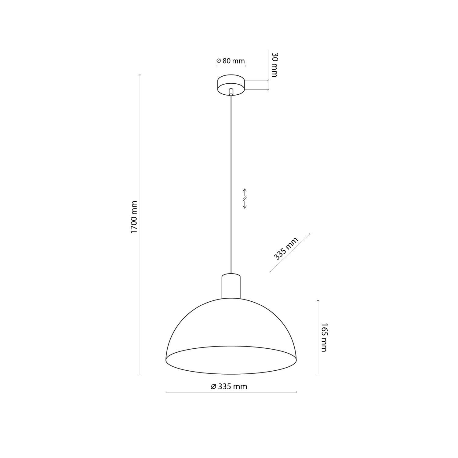 Lampe à suspendre métal bois brun ronde Ø 33,5 cm H : max. 1,7 m