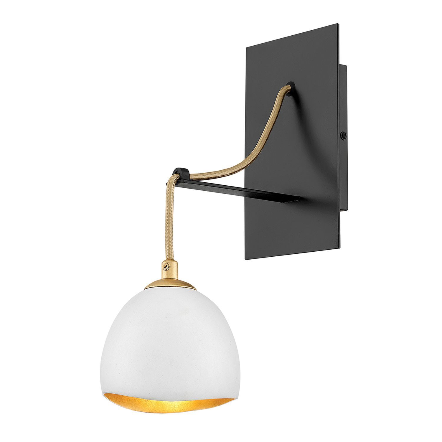 Applique murale métal E14 H : 33 cm en noir blanc or