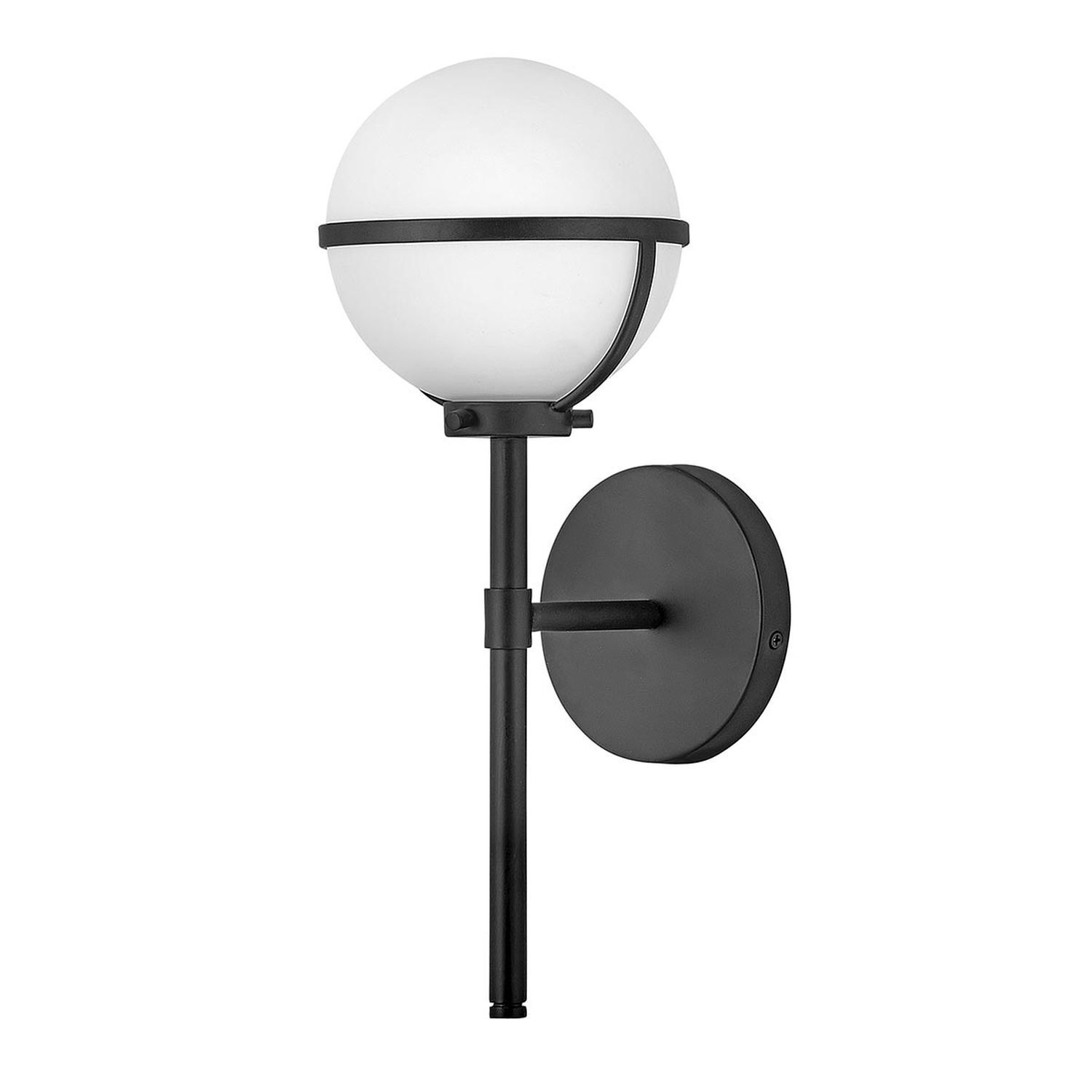 Applique salle de bain H : 40,3 cm IP44 noir blanc métal verre