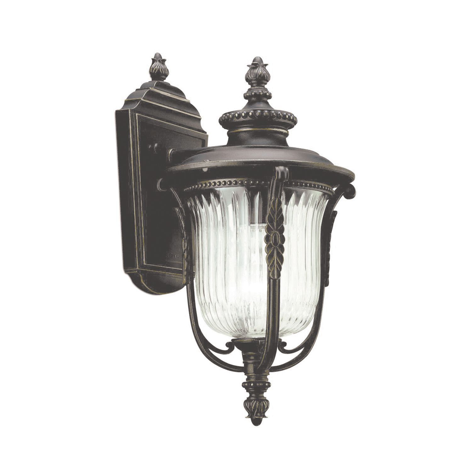 Applique extérieure Bronze IP44 Verre strié Rustique