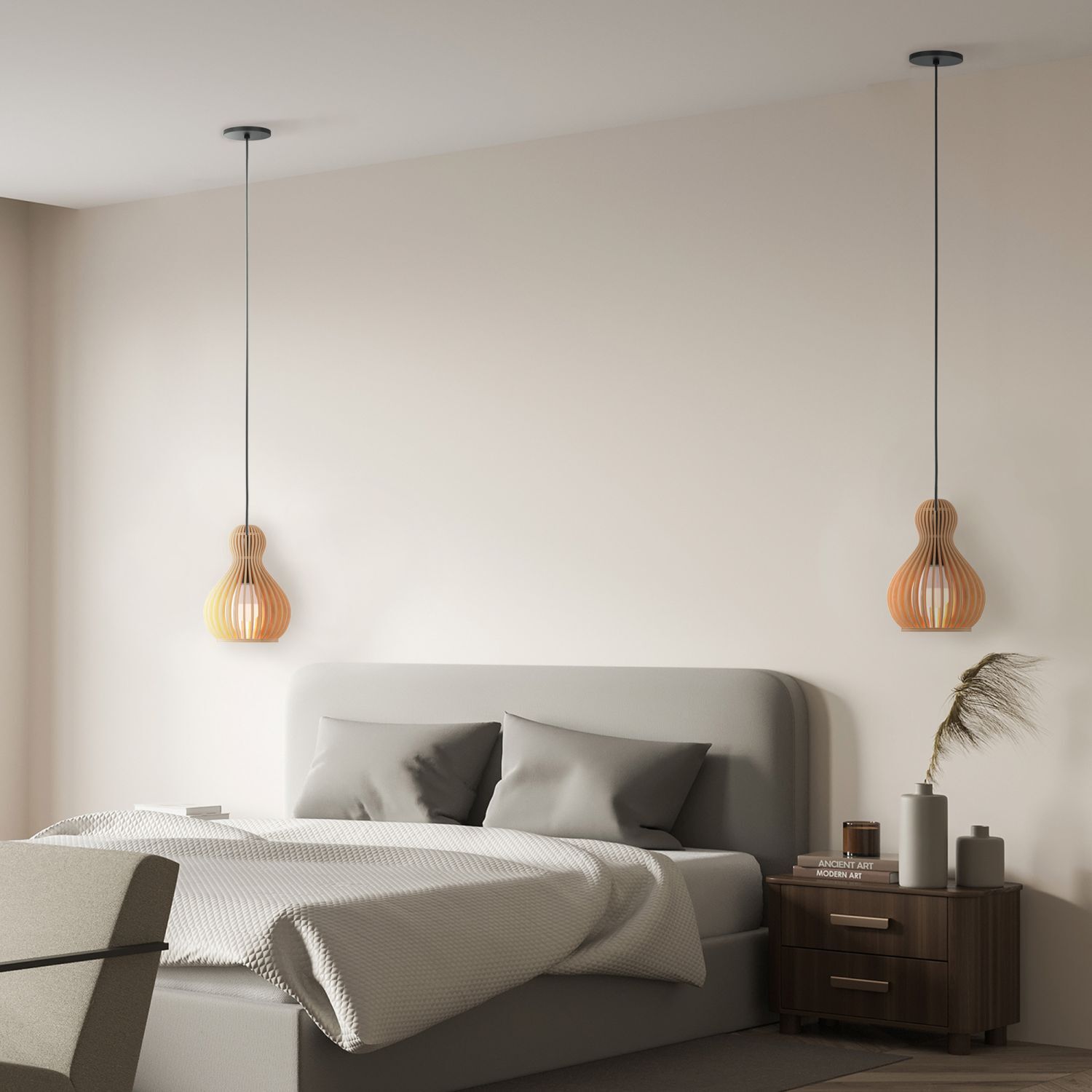 Suspension métal bois Ø 20 cm rond H : max. 329,5 cm Lampe, Drinnen, Innenarchitektur, Inneneinrichtung, Kissen