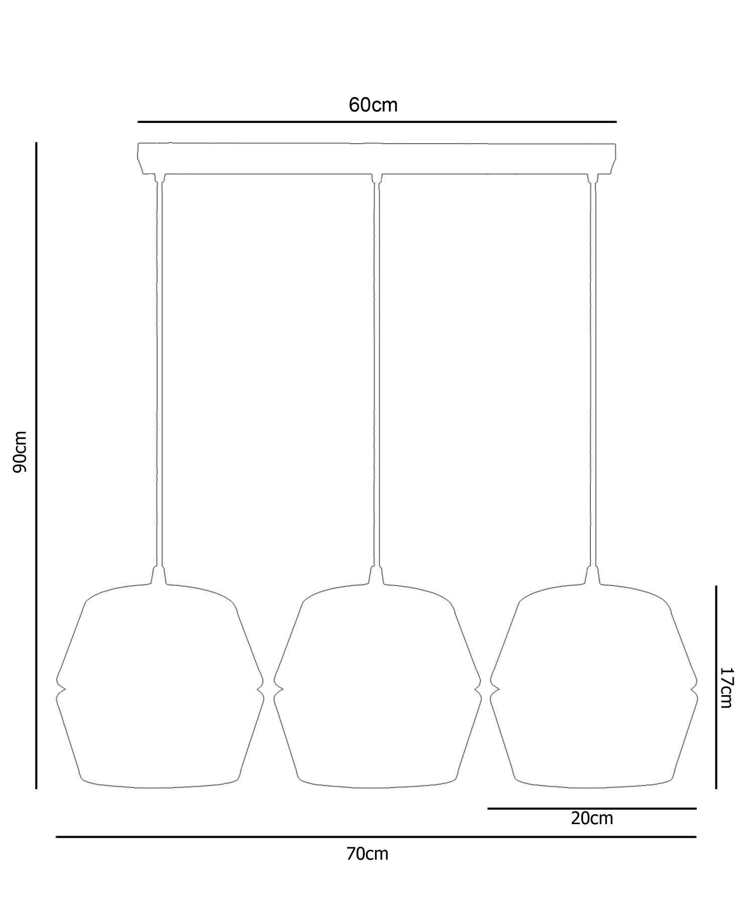 Longue lampe à suspendre 3 flammes métal noir blanc or E27