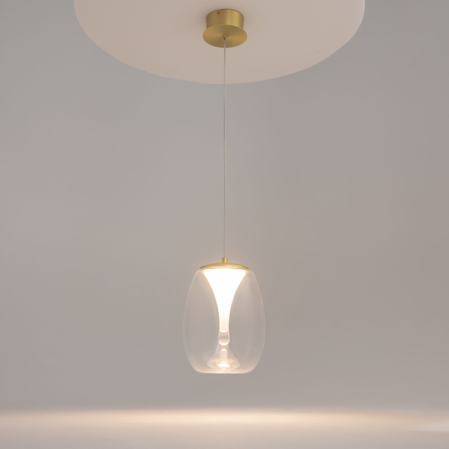 Lampe à suspendre LED aluminium verre D : 20 cm rond en or Lampe, Deckenleuchte