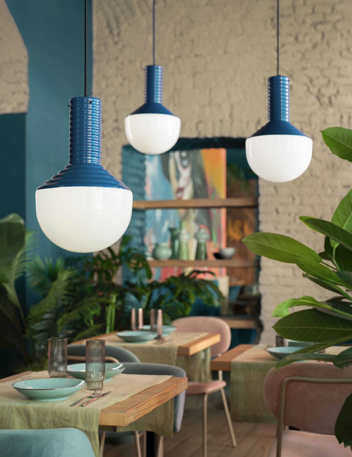 Lampe à suspendre verre céramique E27 Ø 24 cm H : max. 159 cm