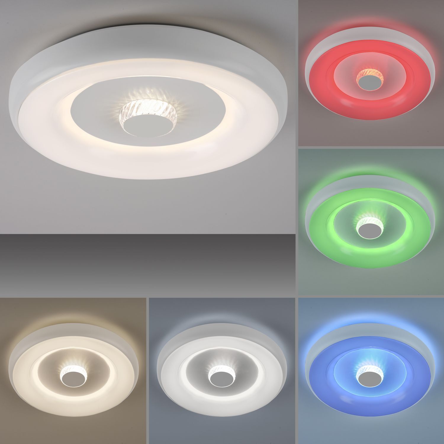 Lampe de plafonnier LED blanc éclairage RGB avec Ø39 cm 2200 lm Deckenleuchte, Teller
