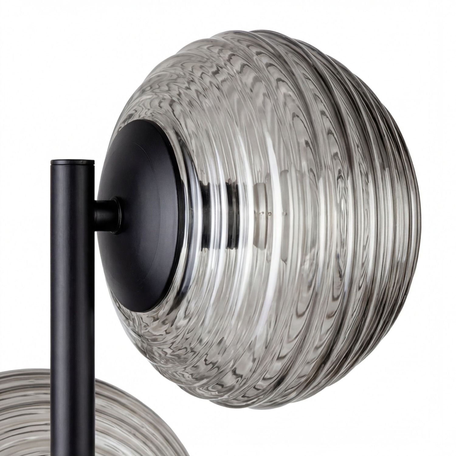 Stehlampe Schwarz Rauchglas Metall Schalter 160 cm E27 lamp, floor lamp, glassy shade, transparent glass, modern