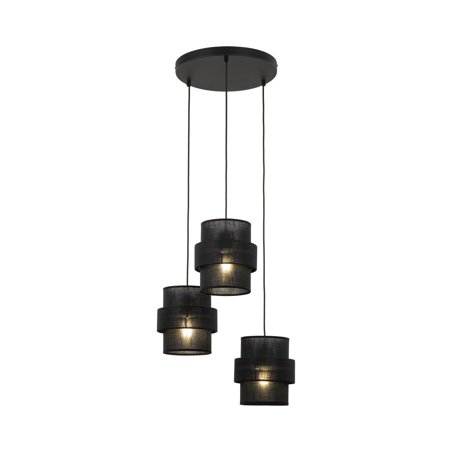 haengelampe-esstischlampe-modern-stofflampe-greet-3x-e27-bis-15w-schwarz-fuer-wohnzimmer-esszimmer-arbeitszimmer-modern-le111302-02 hängelampe, pendelleuchte, schwarz, mehrschichtige schirme, drei lampen