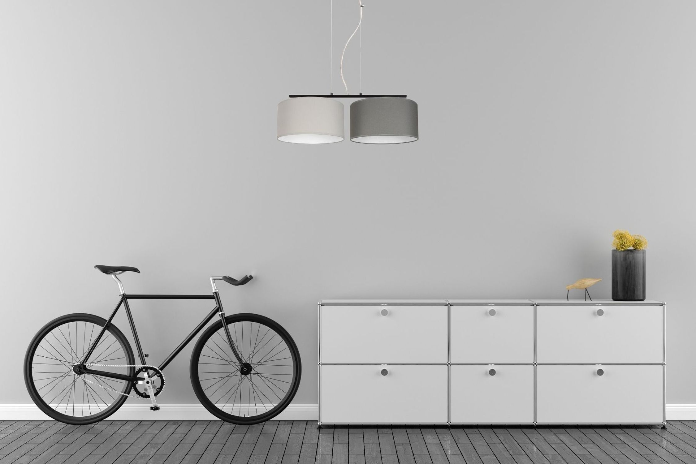 Suspension métal tissu E27 noir gris graphite