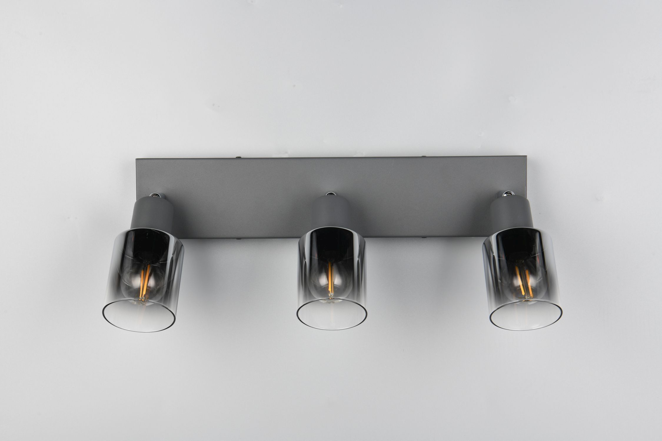 Verstellbarer Deckenspot Rauchglas Metall E14 3-flammig Deckenleuchte