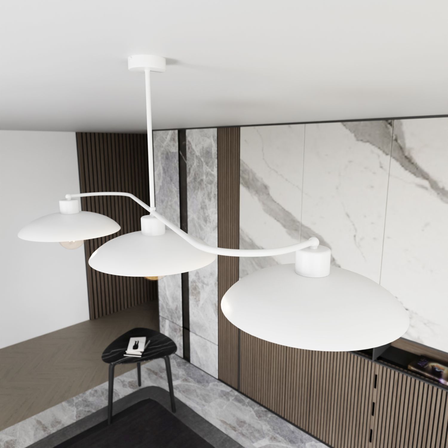 Weiße Deckenlampe 3-flammig Zeitlos E27 L:113 cm Metall Hängelampe, Pendellampe, weiß, Metall, Deckenleuchte