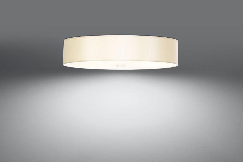 Plafonnier rond Ø 50 cm Blanc Tissu Verre faible éblouissement 5x E27