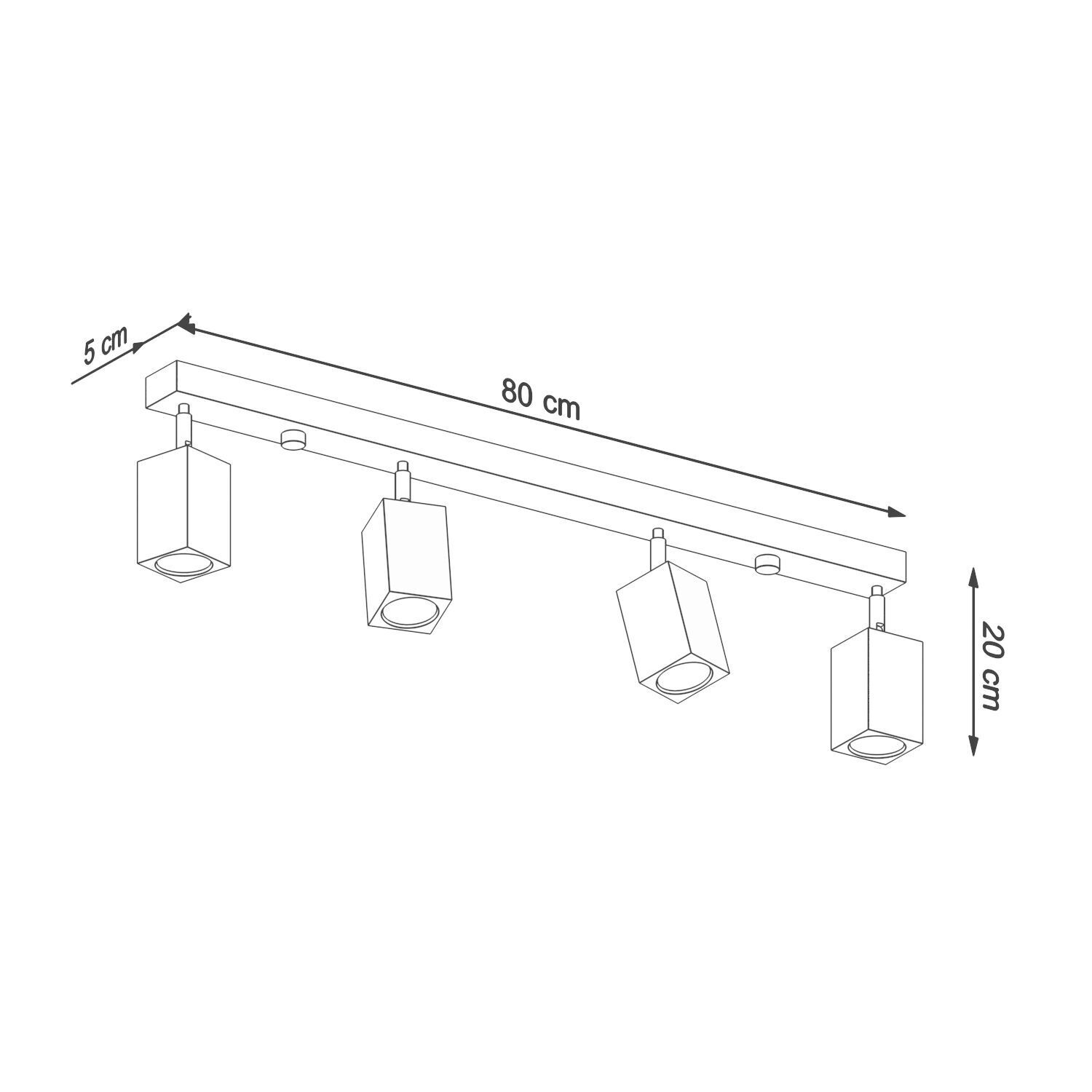 Plafonnier en bois 4 flammes 80 cm de long confortable GU10