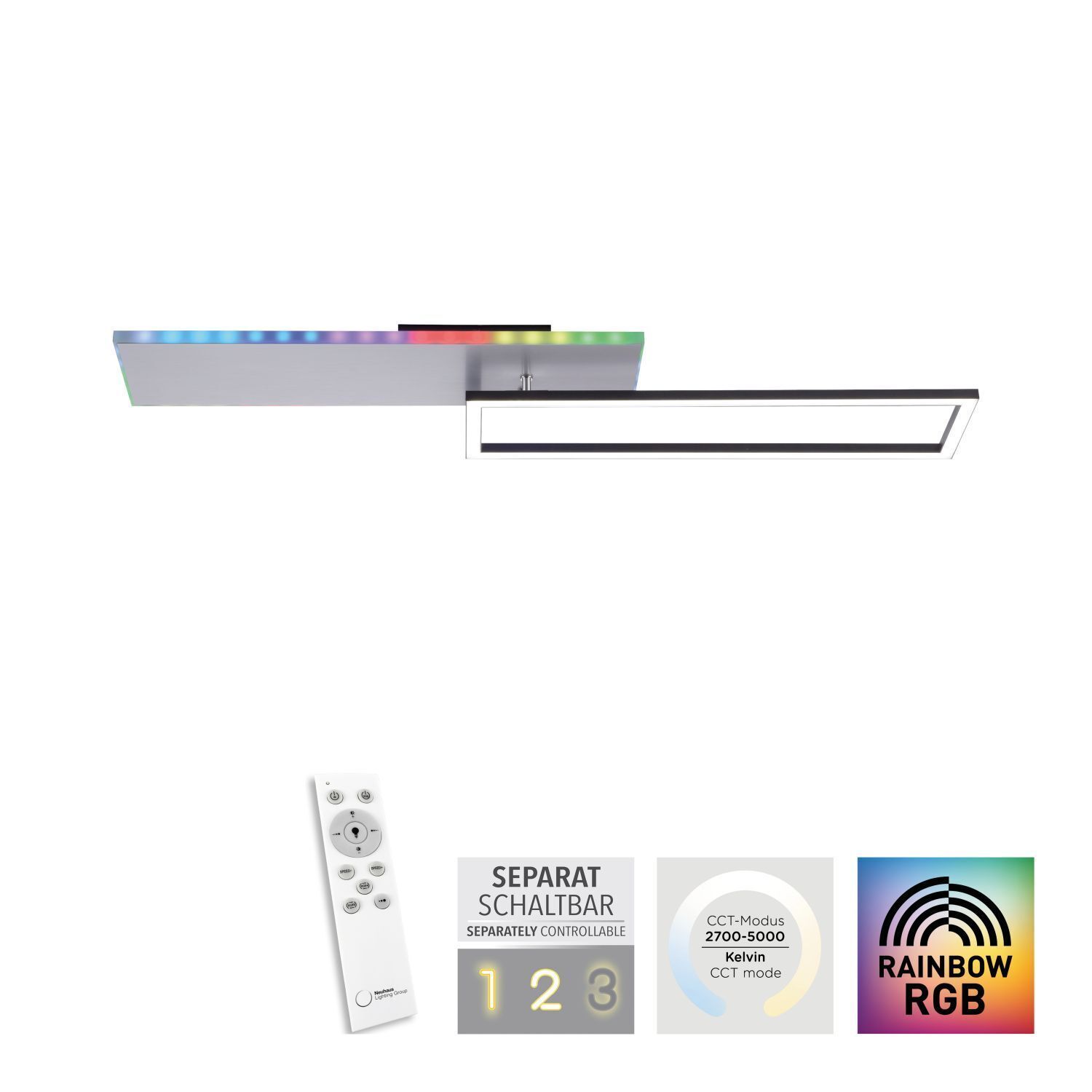 Plafonnier LED à intensité variable Rainbow RGB avec télécommande