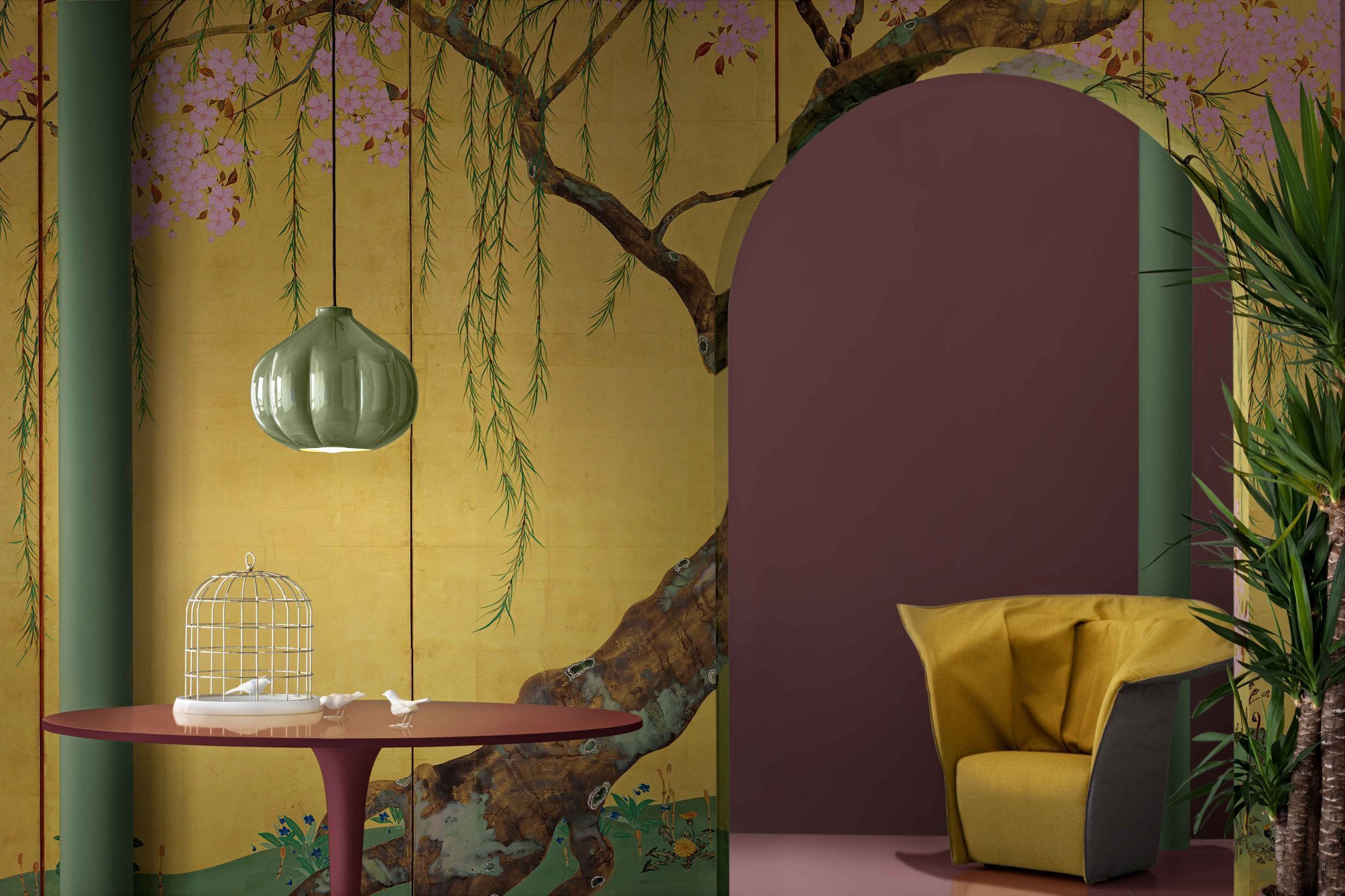 Hängelampe Handarbeit Keramik E27 Ø 34 cm H: max. 150 cm Innenarchitektur, Malerei, Mobiliar, Tabelle, Wand