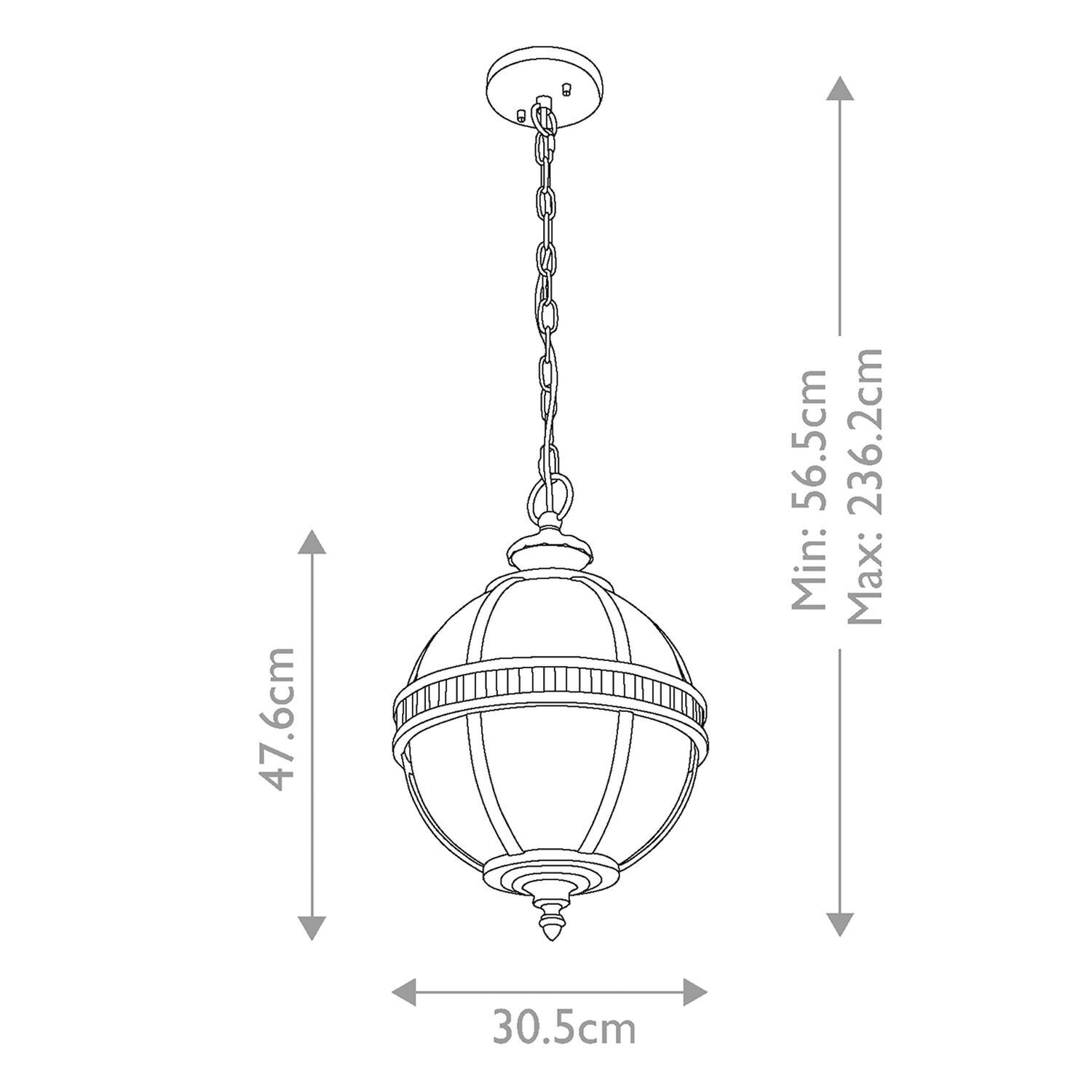 Suspension d'extérieur Abat-jour sphérique Ø 30,5 cm IP44 3x E14