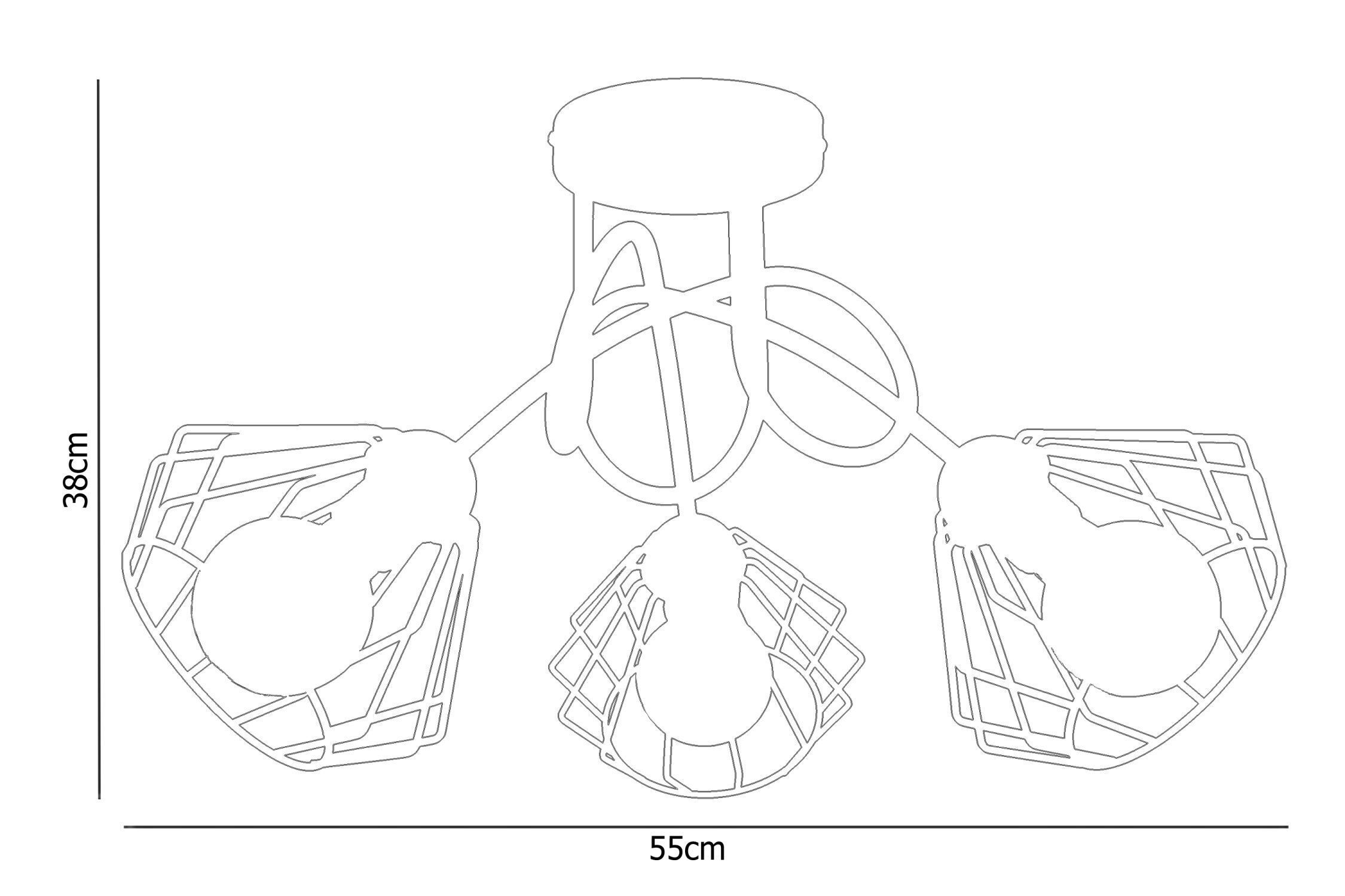 Lampe de plafonnier décorative métal E27 L:55 cm en noir