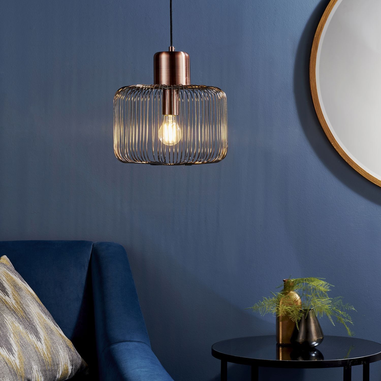 Lampe à suspendre en métal Ø 30 cm en cuivre antique Industrial E27