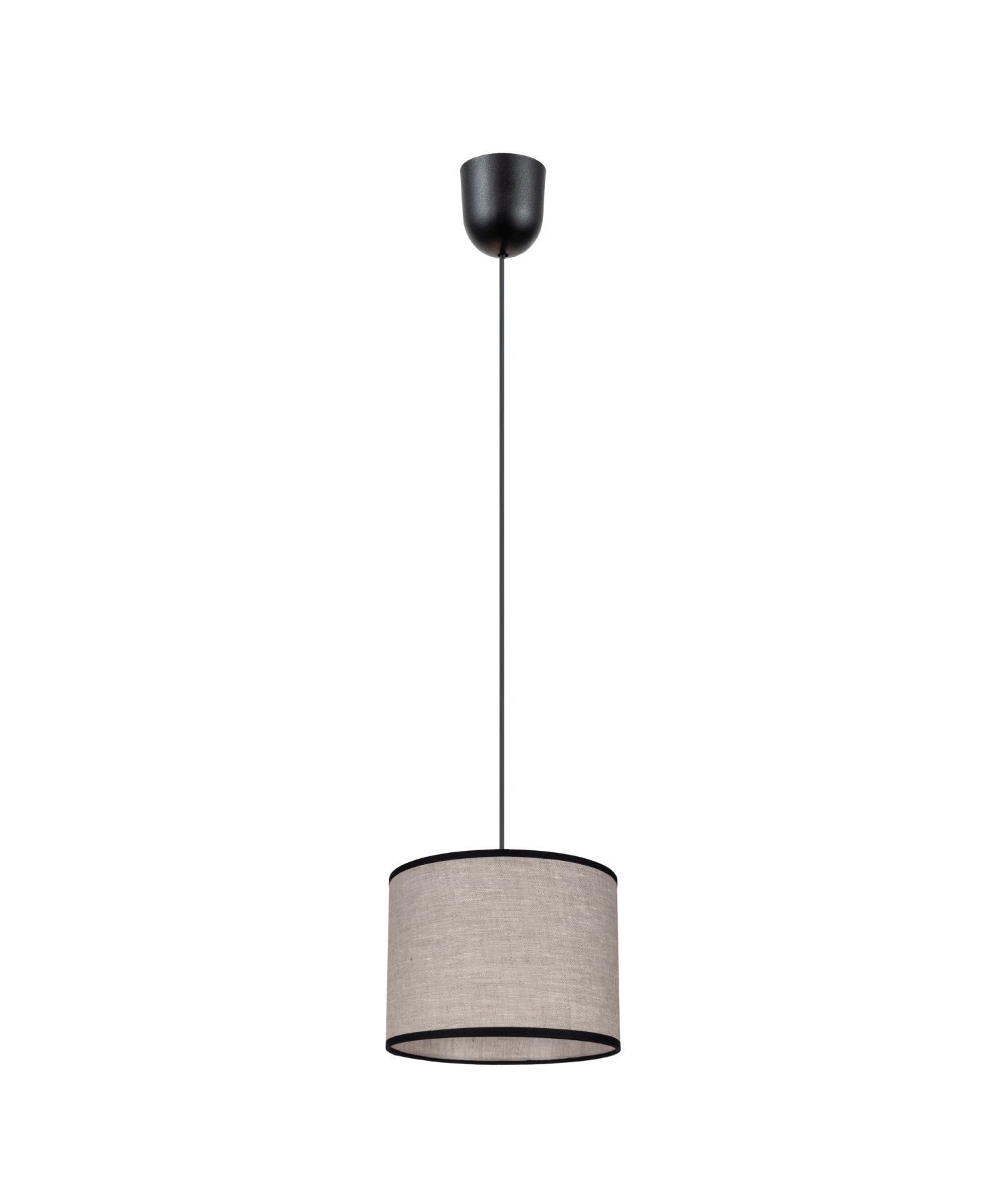 Runde Hängelampe Stoff Schwarz Beige E27 Ø20 cm Modern Hängelampe, Pendant, Beleuchtung, Stoffschirm, schwarz