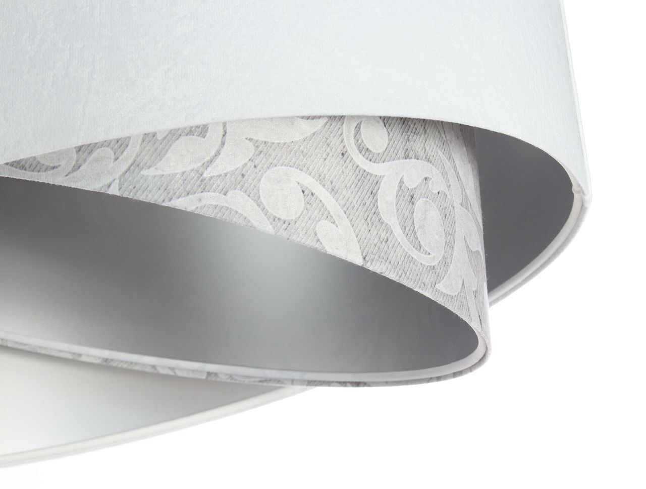Suspension Blanc Gris Argent E27 rond D : 50 cm Tissu