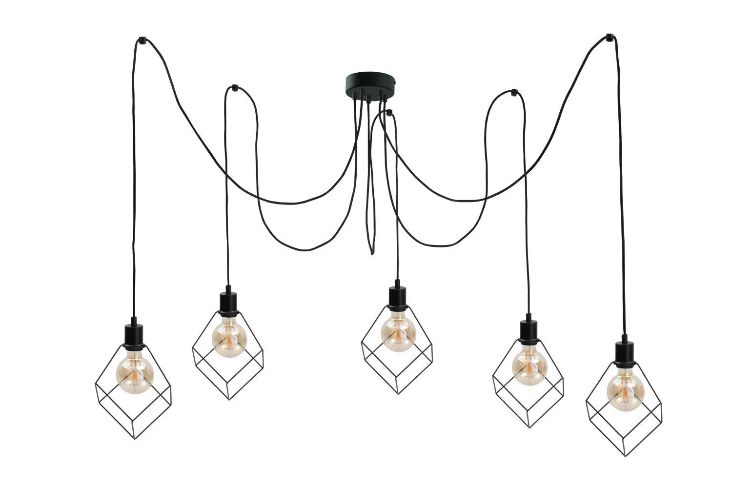 XXL Lampe suspendue métal 5-flamme E27 noir