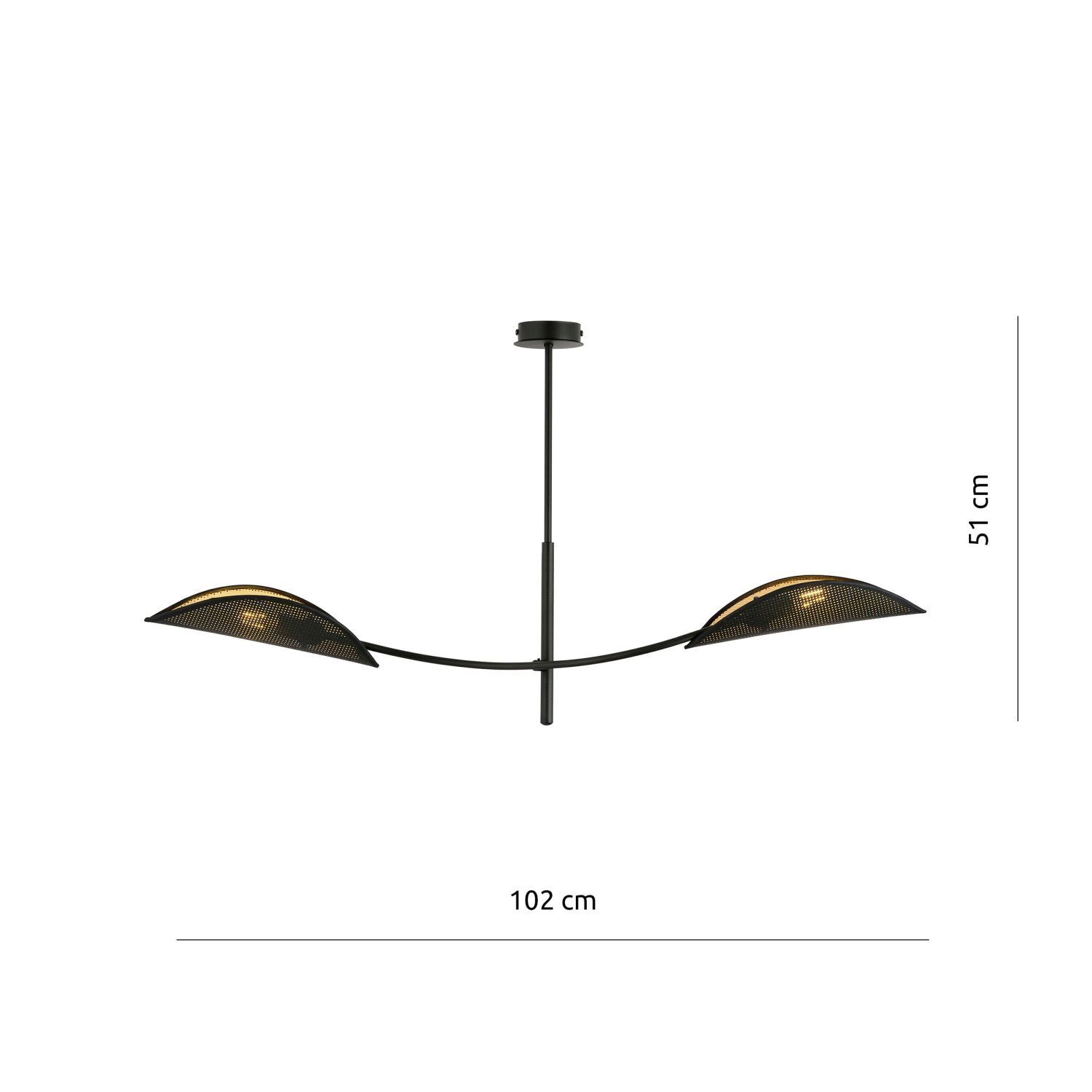 Plafonnier tissu métal 103 cm de long pivotant en noir or Gerät, Deckenventilator, Elektrisches Gerät