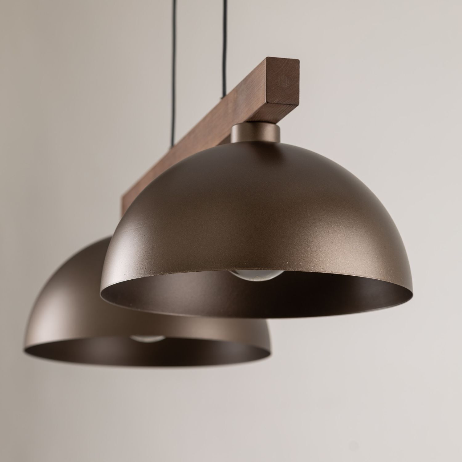 Suspension Marron Métal Bois L : 83 E27 2 flammes