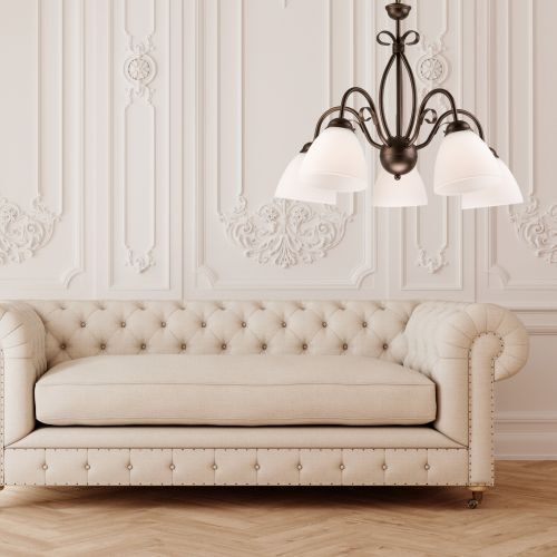 Lampe à suspendre brune Métal 5-flmg Rustique Table à manger