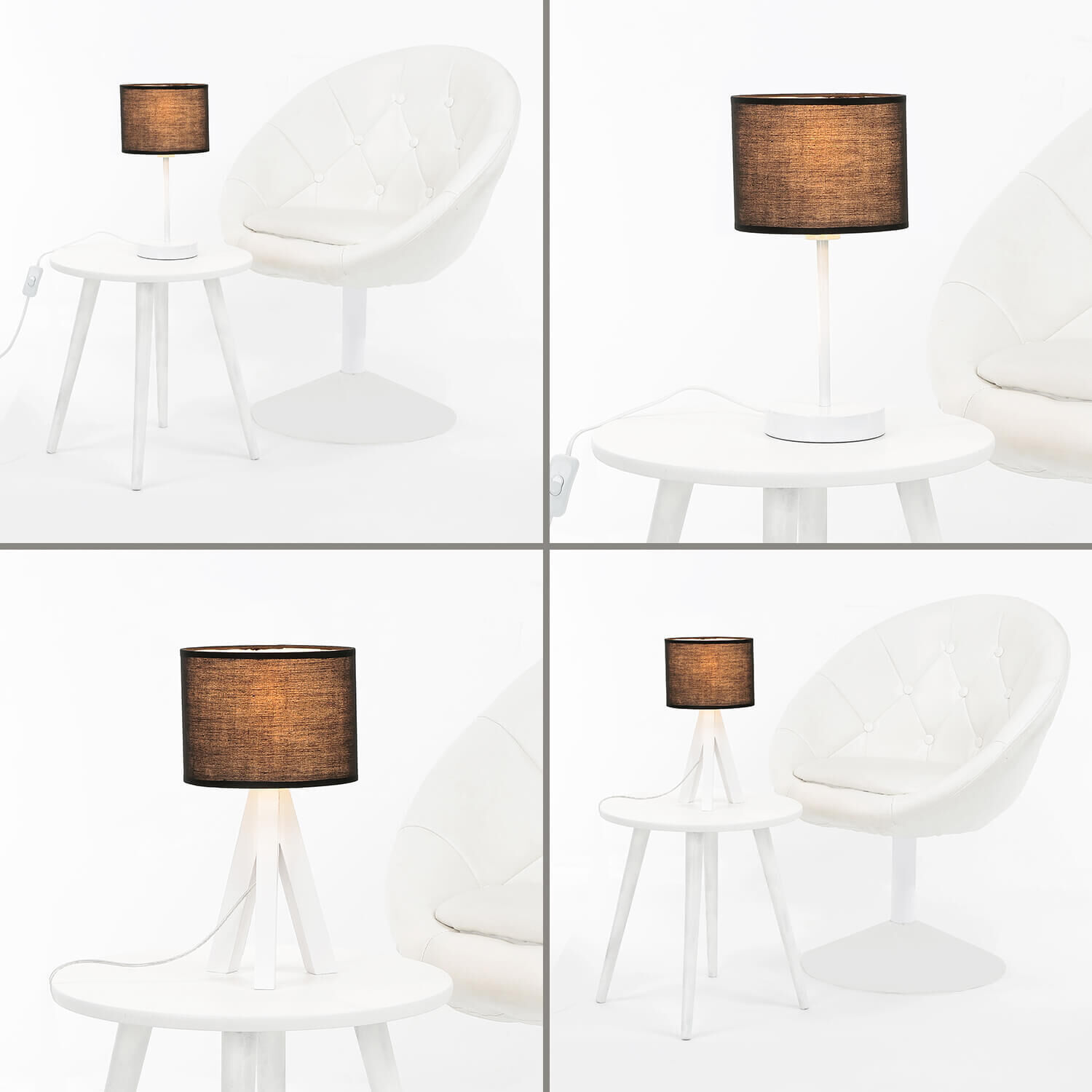 Abat-jour en tissu noir pour lampe de table E14 Lampe, Tischlampe