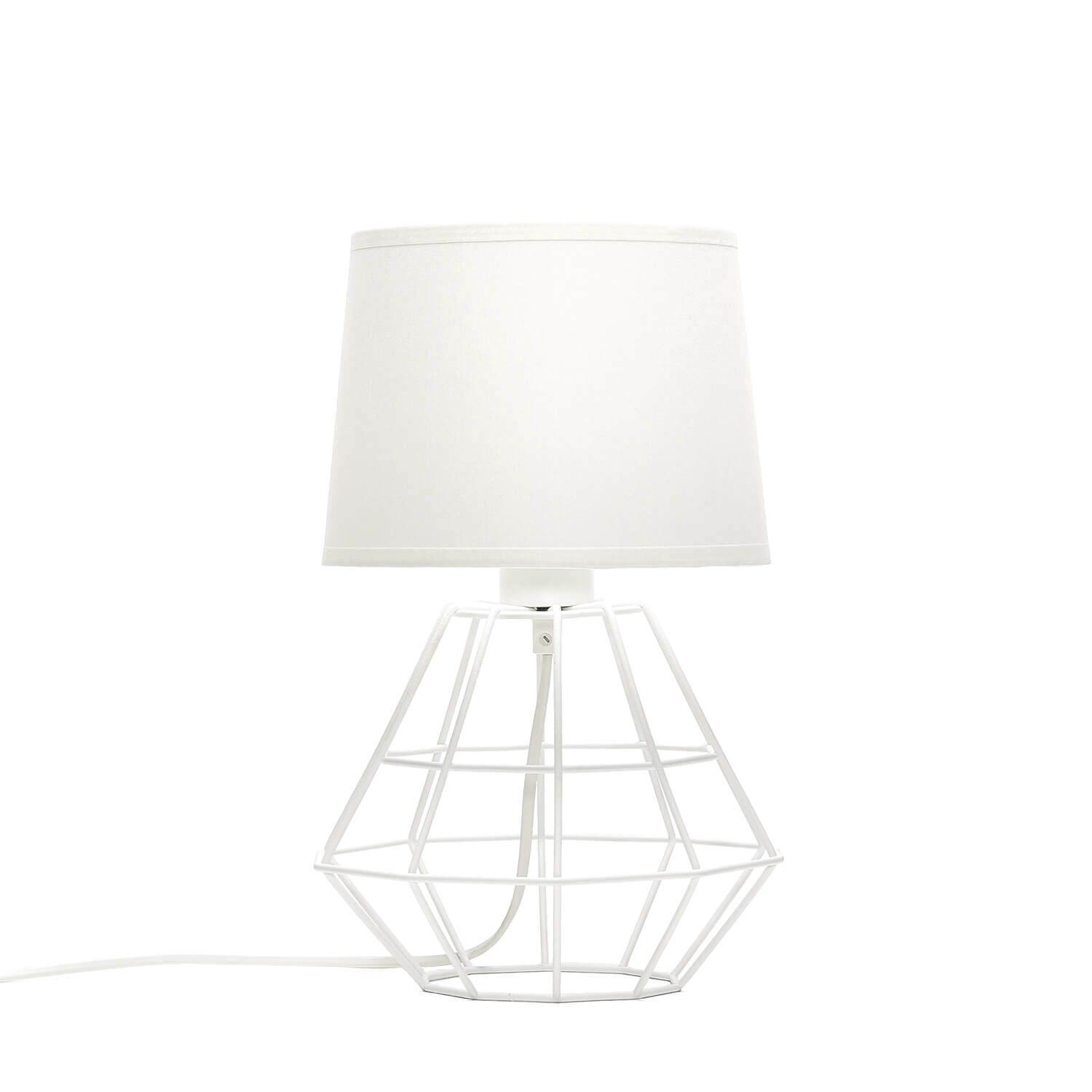 Lampe de table Blanc 34 cm E27 Tissu Métal