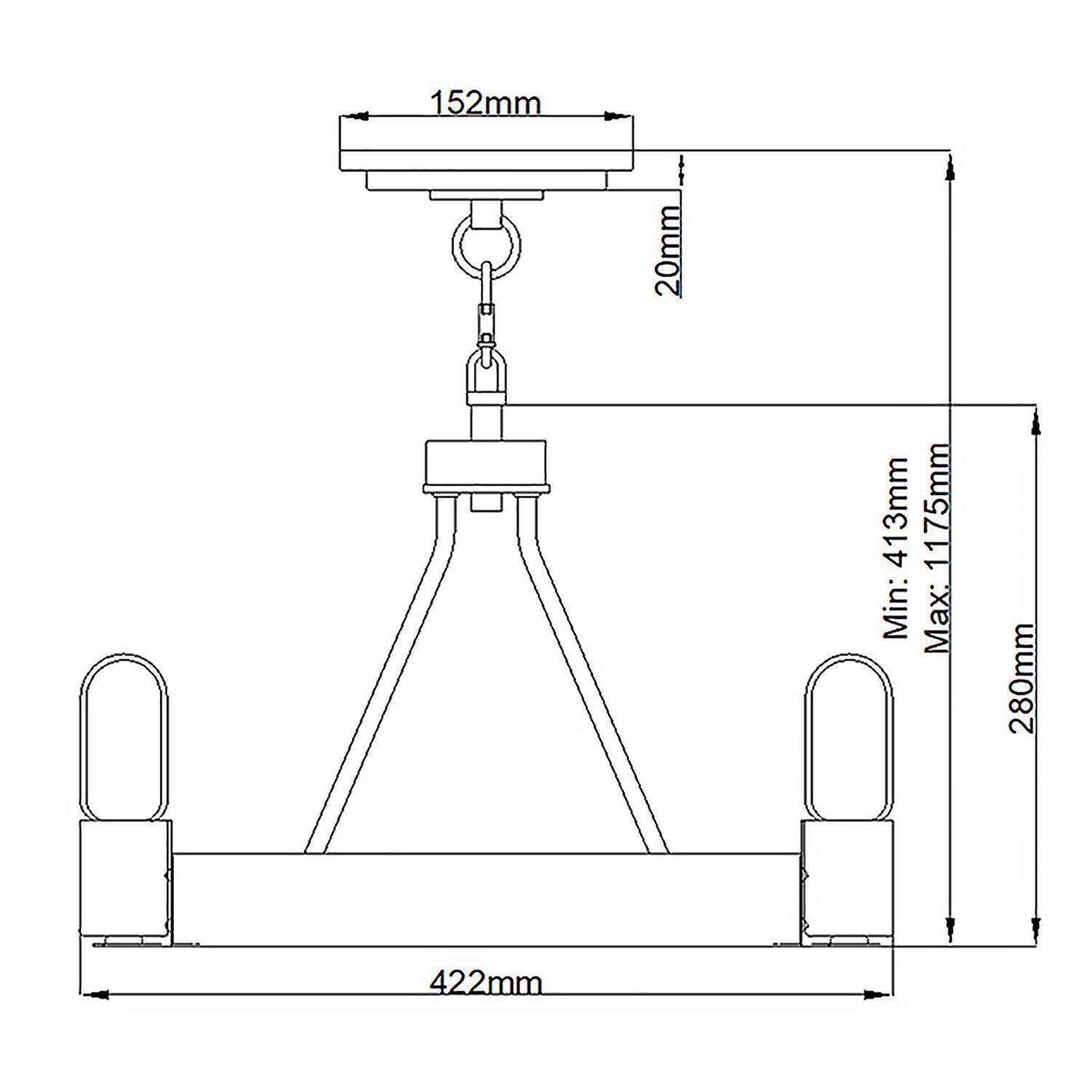 Lustre rond D : 42,2 cm H : max. 117,5 cm Métal 3x E27